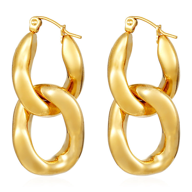 Sculpted Double-Curve Gold Drop Earrings JLT14112