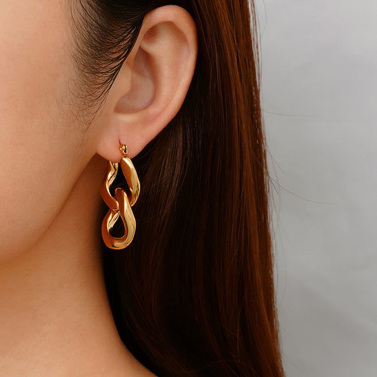Sculpted Double-Curve Gold Drop Earrings JLT14112