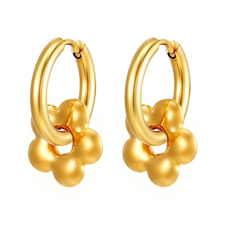 Golden Knot Drop Hoop Earrings JLT14113
