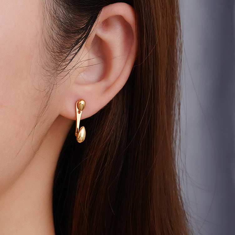 Gold Bar and Teardrop Dangle Earrings JLT14116
