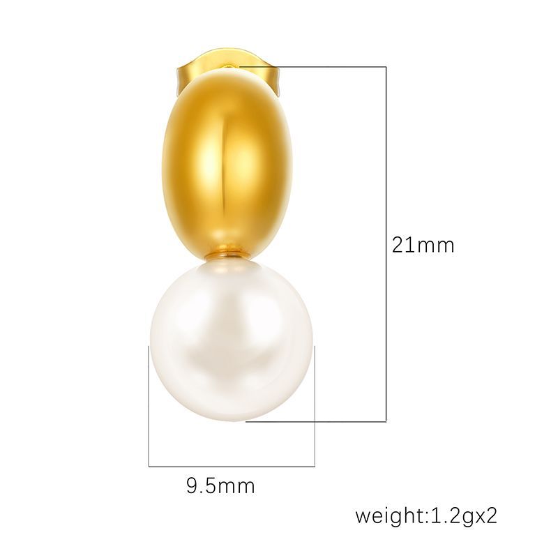 Gold Dome and Pearl Drop Stud Earrings JLT14122