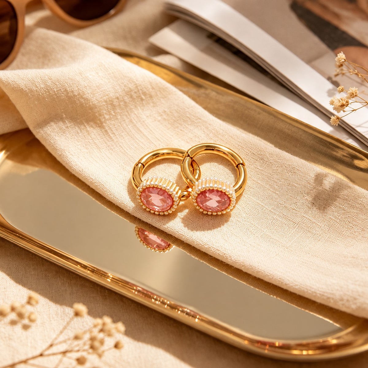 Gold Sculpted Heart Statement Earrings JLT14127