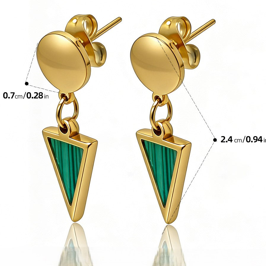 Turquoise Triangle Gold Drop Earrings JLT14128