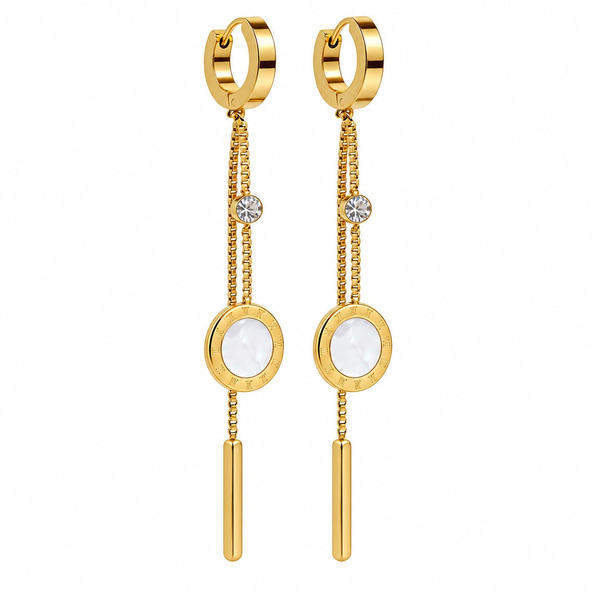 White Stone Long Drop Earrings JLT14129