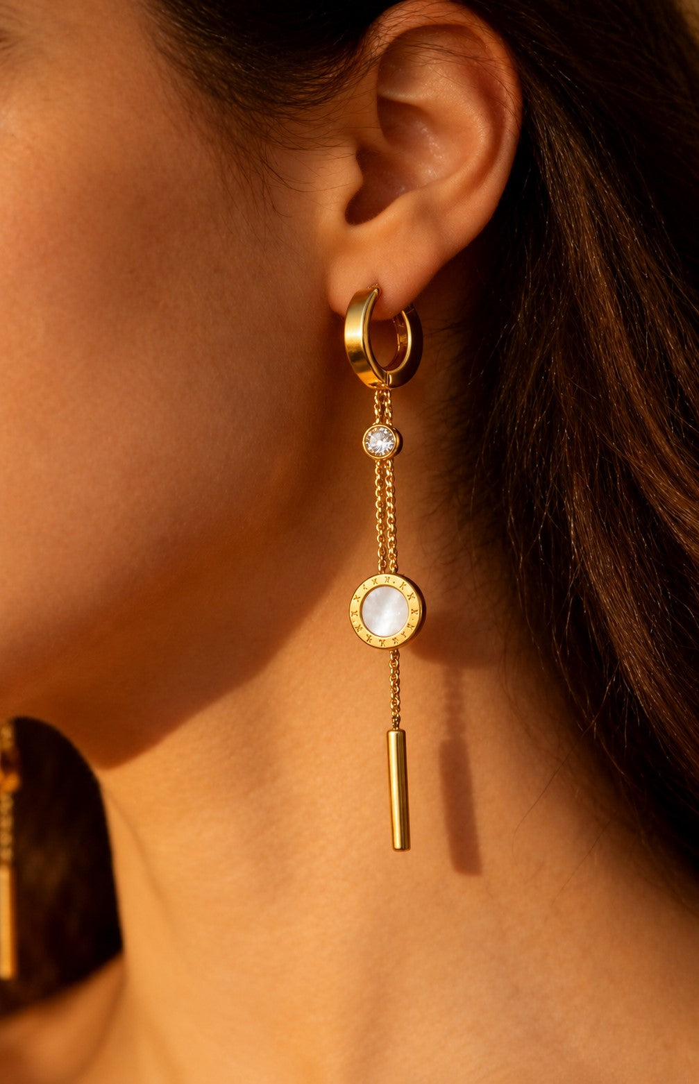 White Stone Long Drop Earrings JLT14129