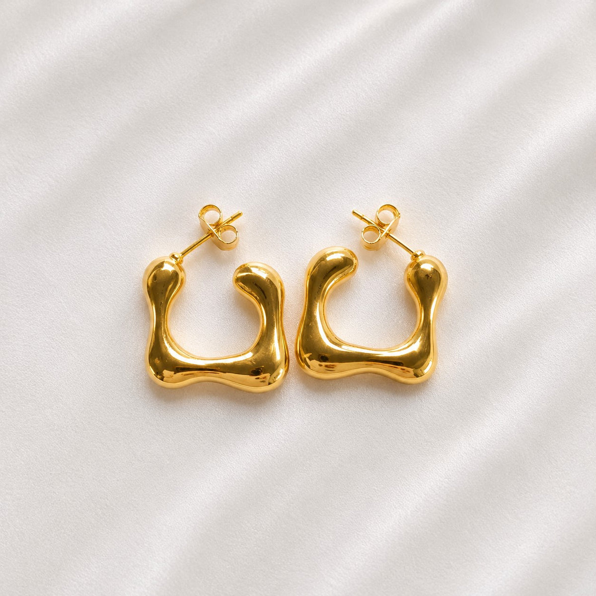 Rounded Gold Statement Huggie Earrings JLT14144
