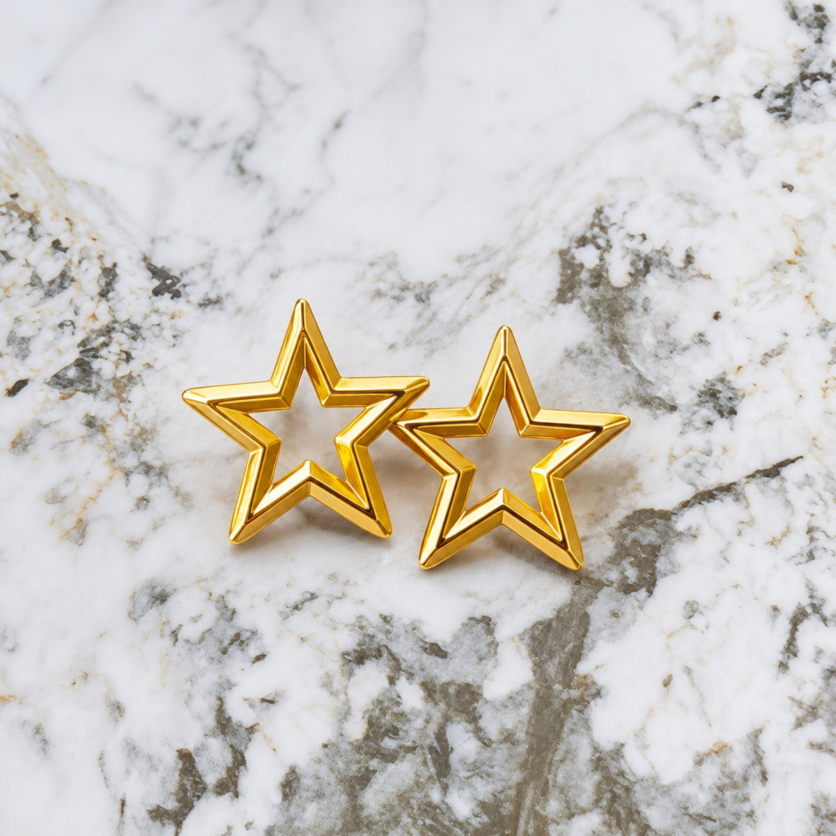 Gold Star Outline Statement Earrings JLT14145