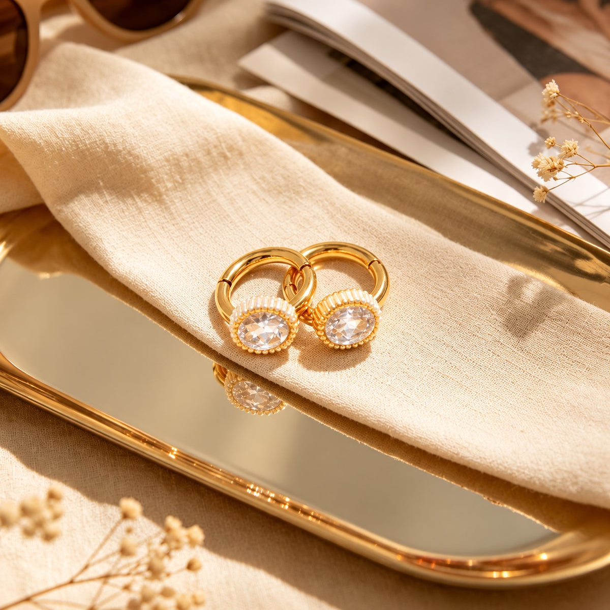 Gold Heart Drop Earrings JLT14148