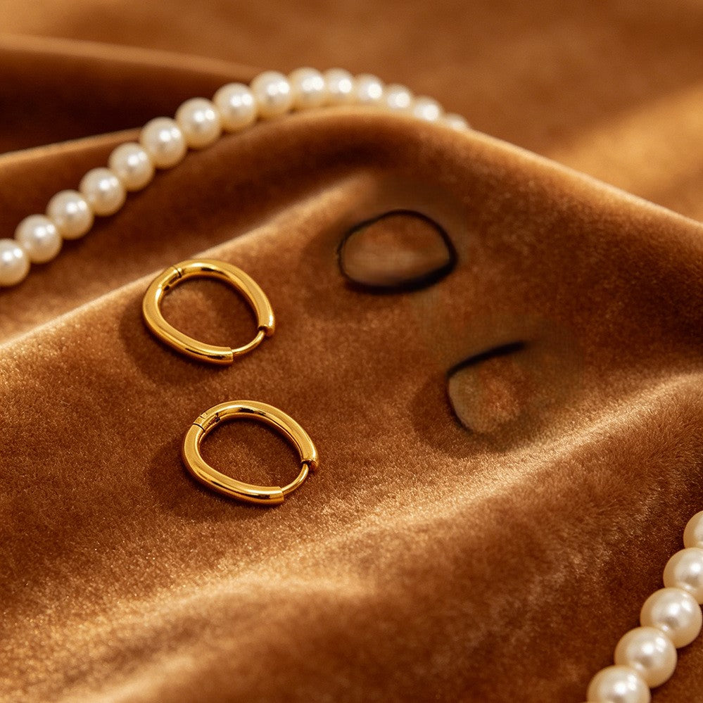 Simple Gold Circle Stud Earrings JLT14156