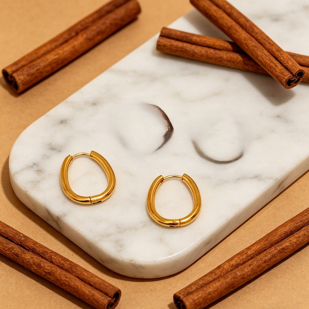 Simple Gold Circle Stud Earrings JLT14156