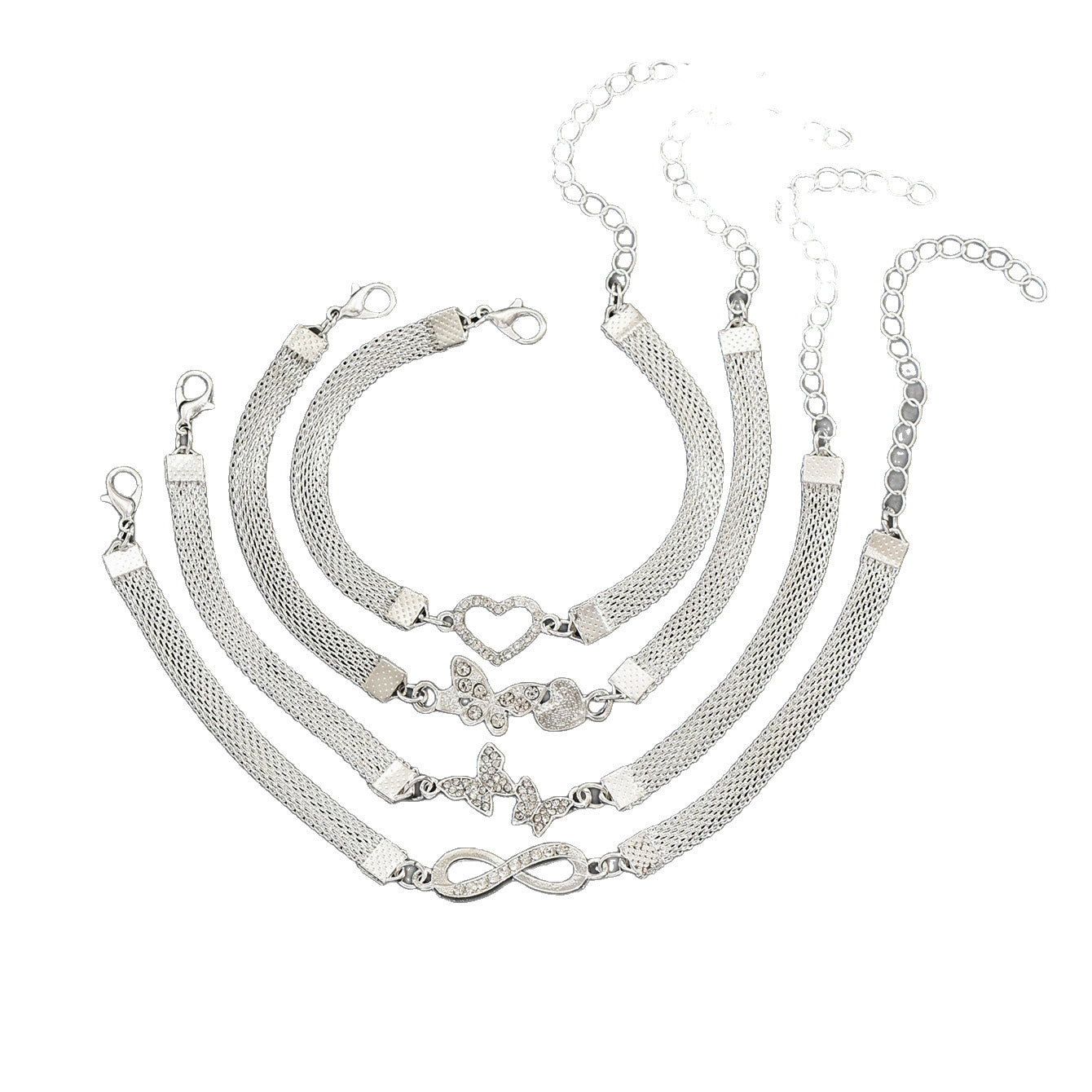 Just Lil Things Sparkle Charm Layered Anklet Set JLTAK0008