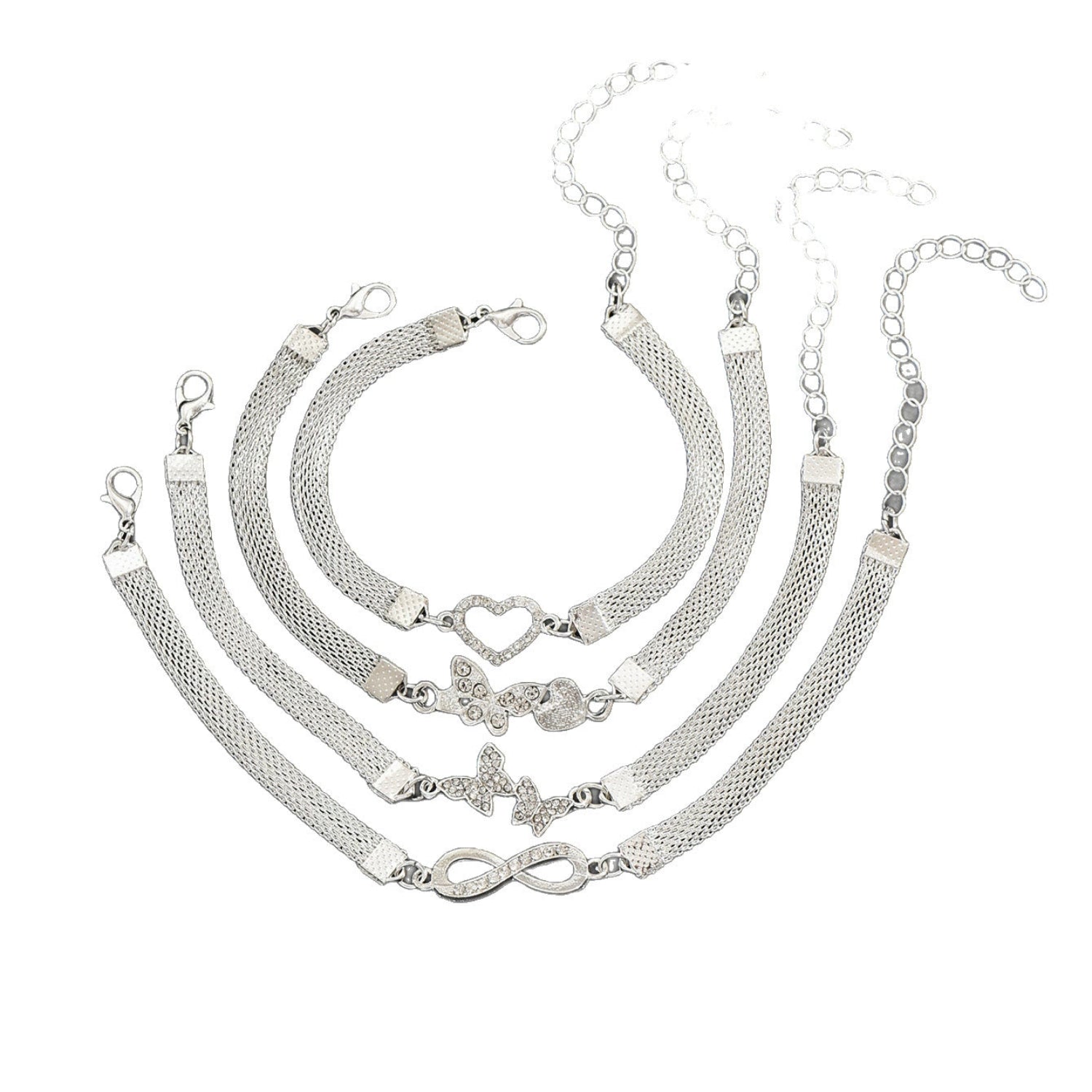 Just Lil Things Sparkle Charm Layered Anklet Set JLTAK0008