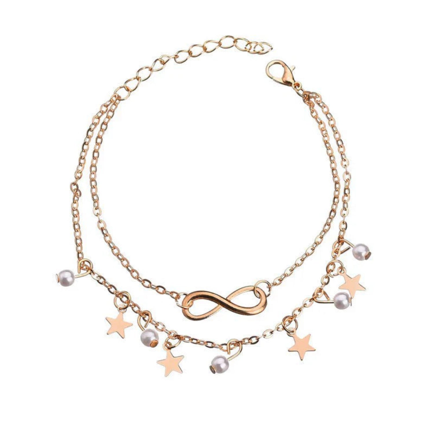 Starlit Infinity Pearl Charm Anklet JLTAK0010