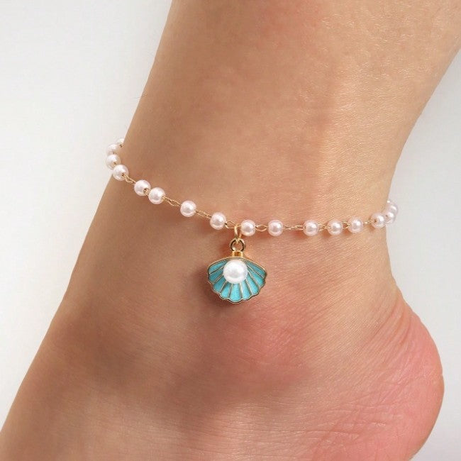 Just Lil Things Ocean Pearl Shell Charm Anklet JLTAK0011