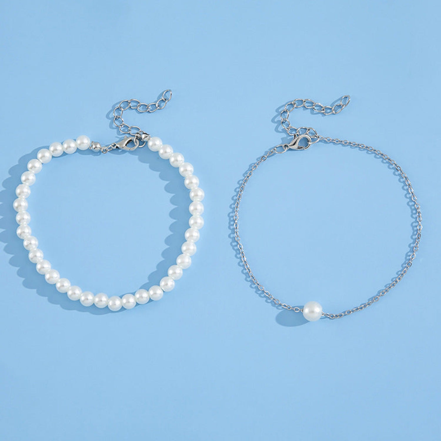 Just Lil Things Double Layer Anklet with Pearl Beads & Minimal Chain – Elegant Everyday Style JLTAK0013