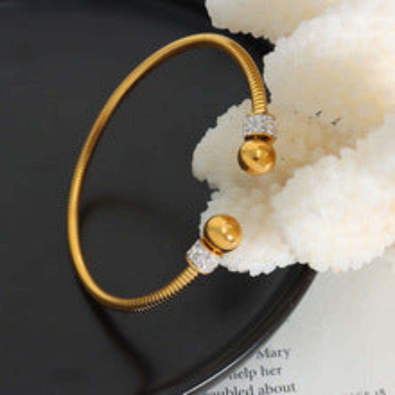 Elegant Gold Bead Open End Bangle JLTB0668