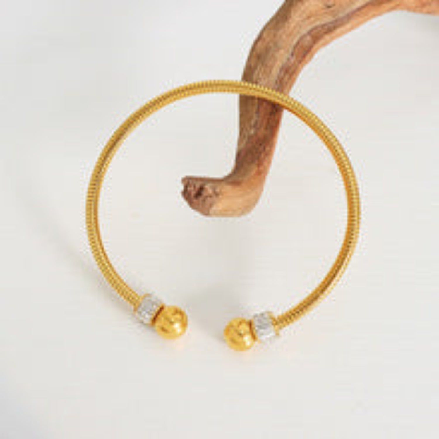 Elegant Gold Bead Open End Bangle JLTB0668