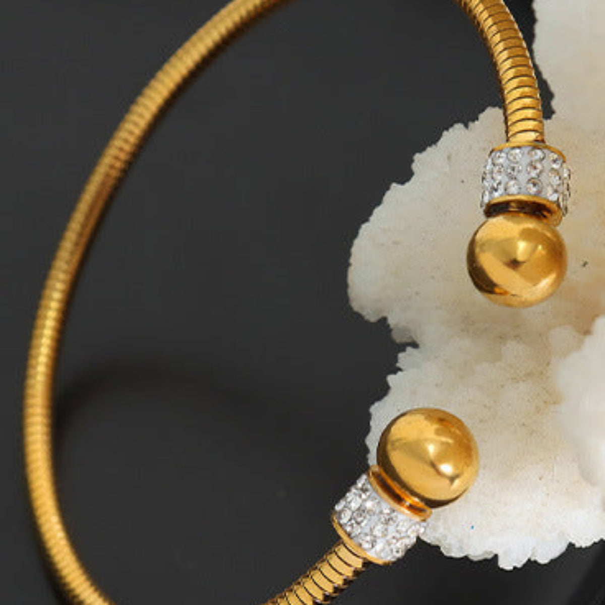 Elegant Gold Bead Open End Bangle JLTB0668