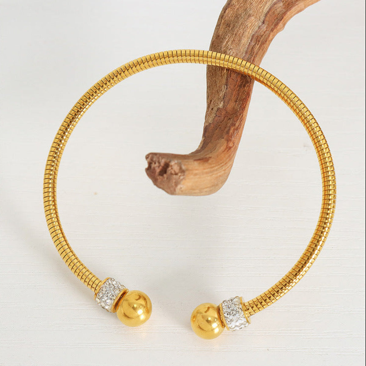 Elegant Gold Bead Open End Bangle JLTB0668