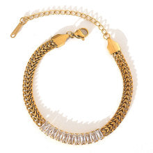 Minimalist Gold Chain Bracelet with Clear Crystal Embellishments JLTB0677