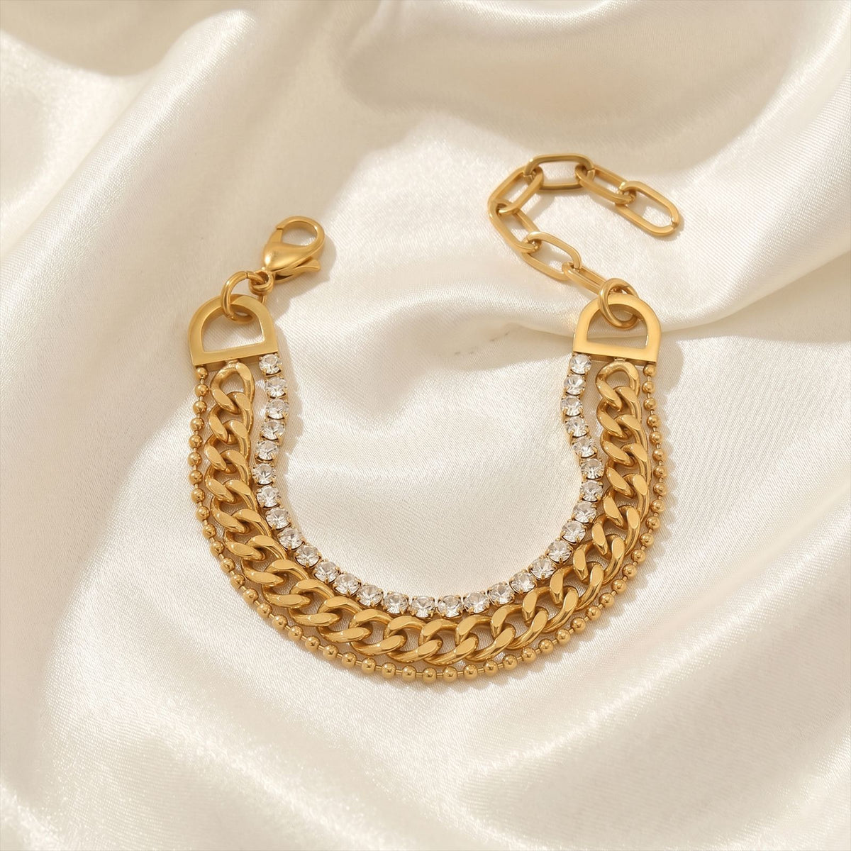 Inter Lock Chain With Tennies Small ball Bracelet JLTB0682