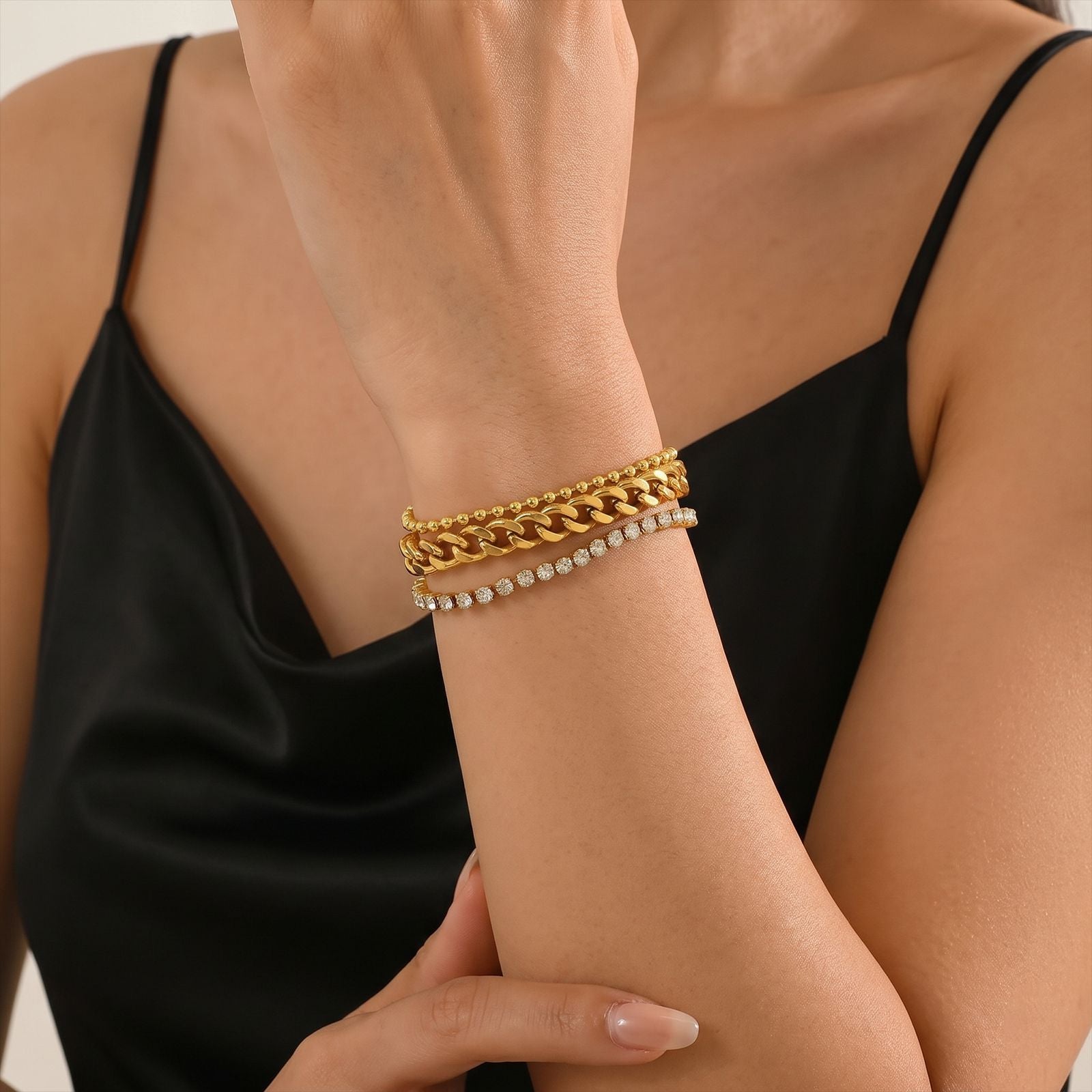 Inter Lock Chain With Tennies Small ball Bracelet JLTB0682