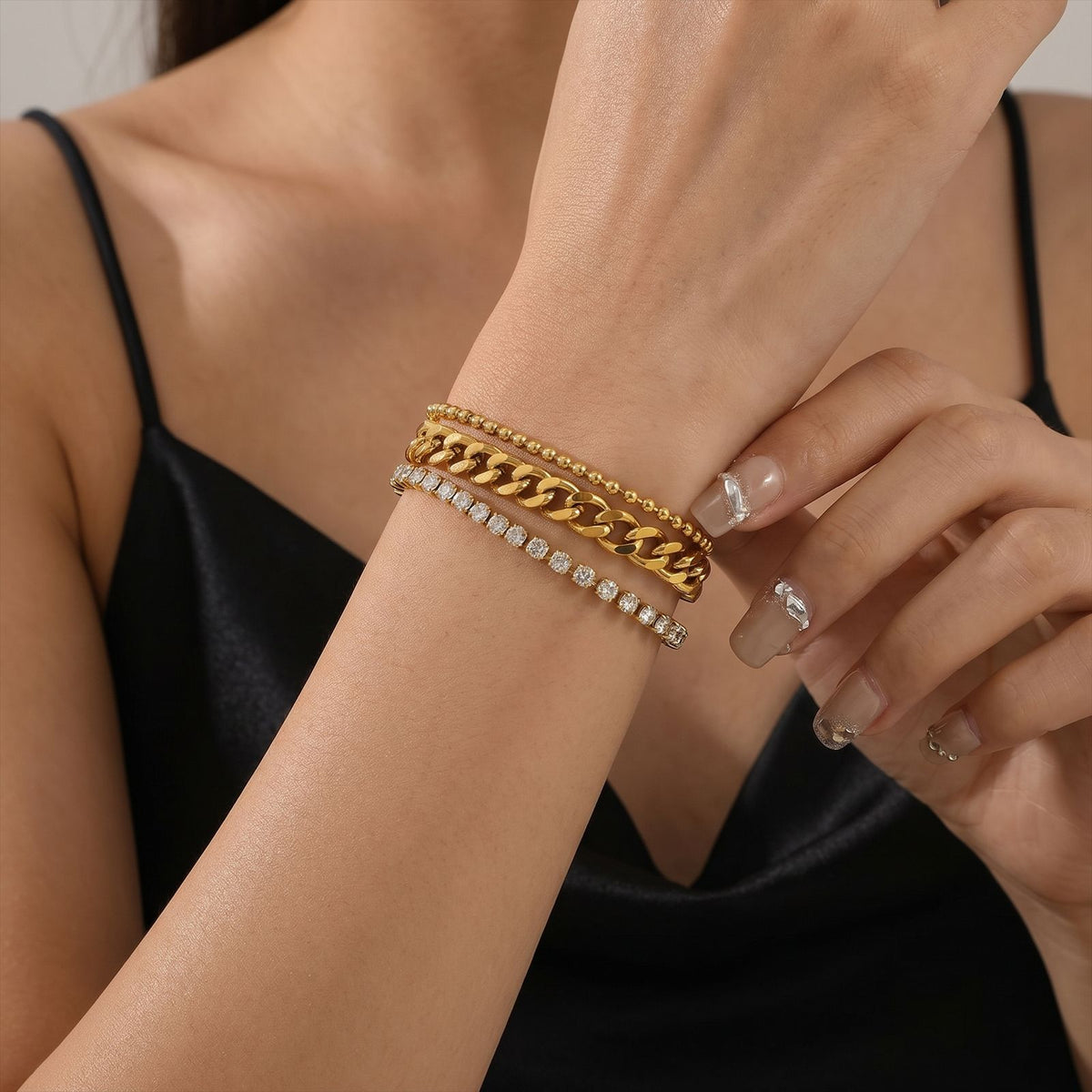 Inter Lock Chain With Tennies Small ball Bracelet JLTB0682