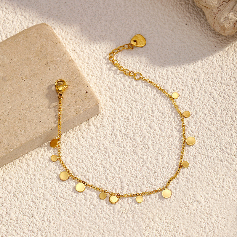 "Gold Disc Charm Chain Bracelet" JLTB0687