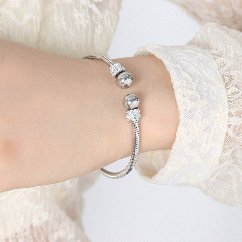 Flexible Cord Rhinstone Bead Opening Bracelet JLTB0689