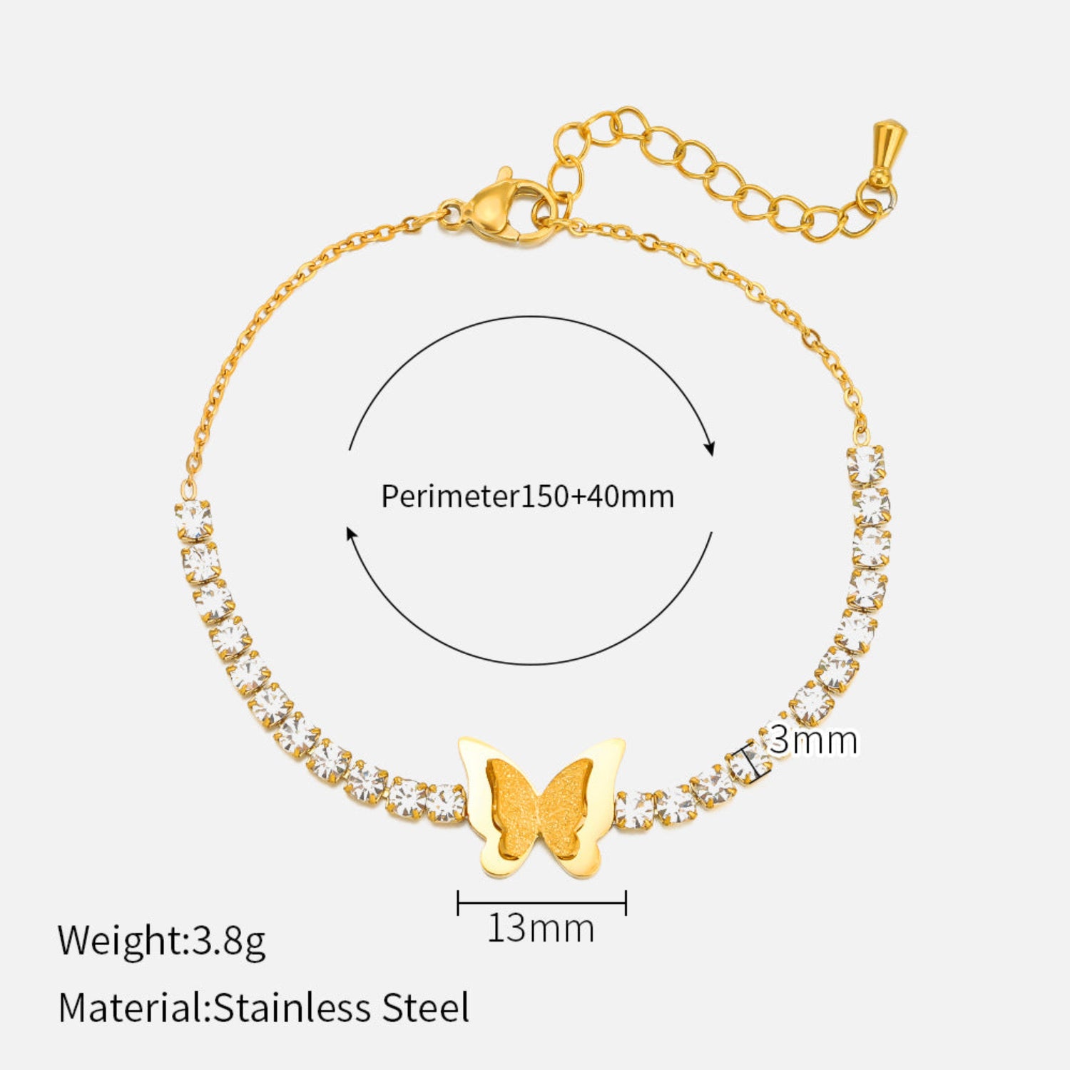 Square Zircon Butterfly Bracelet JLTB0691