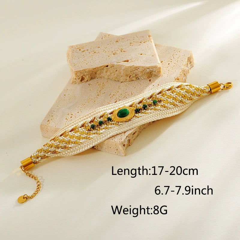 Elegant Multi-Strand Bracelet with Emerald Green Centerpiece JLTB0697