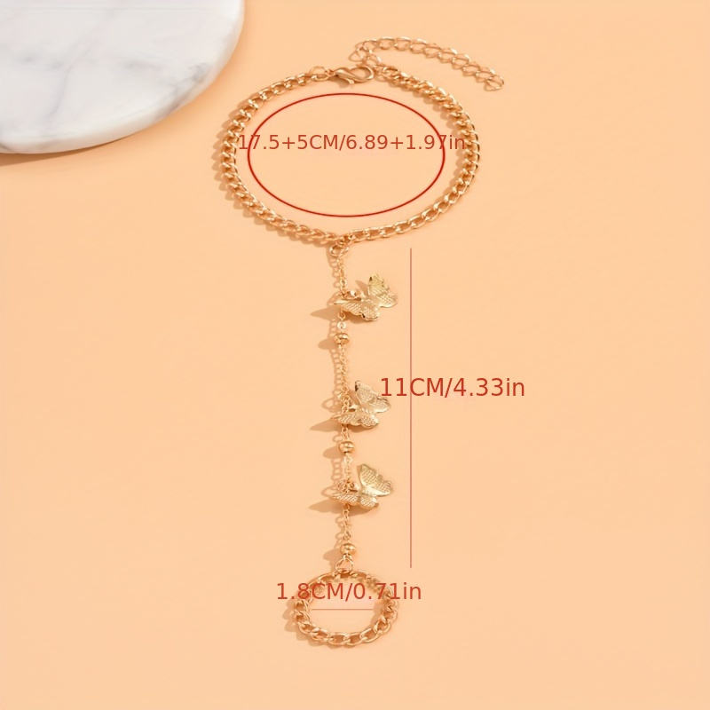 Butterfly Charm Dual Gold-tone Chain Bracelet  JLTB0702