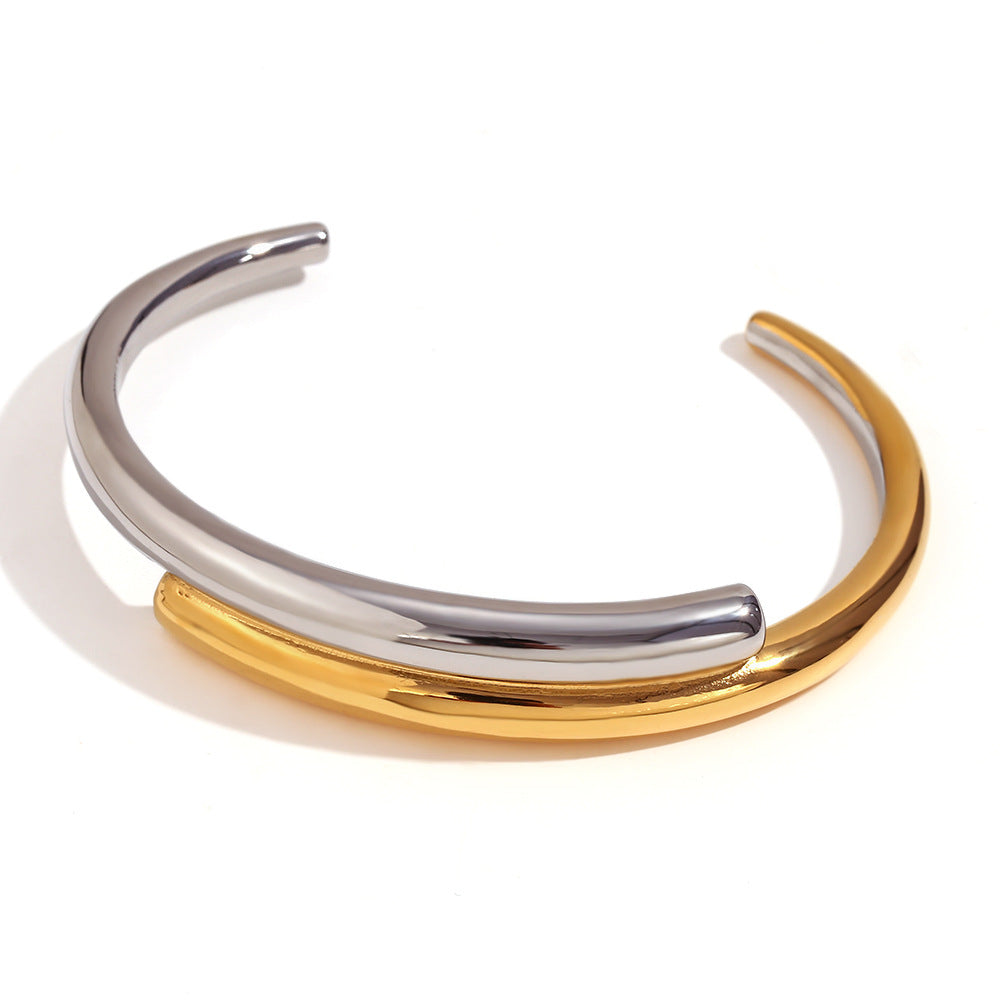 double layer staggered gold open bracelet JLTB0741