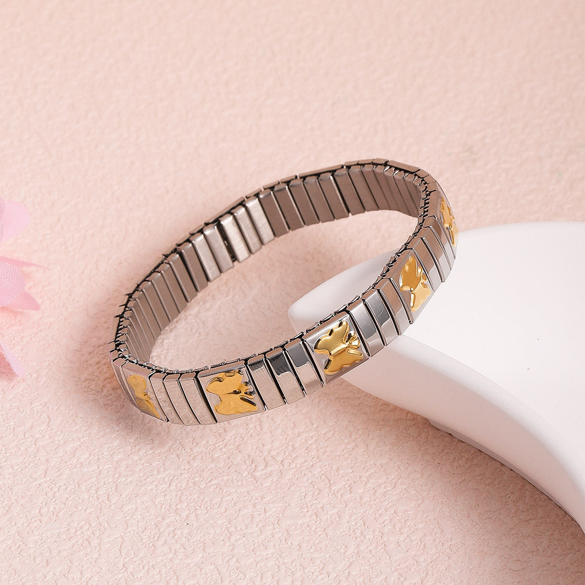 Two-Tone Fashionable Elastic Stretch Bracelet JLTB0754