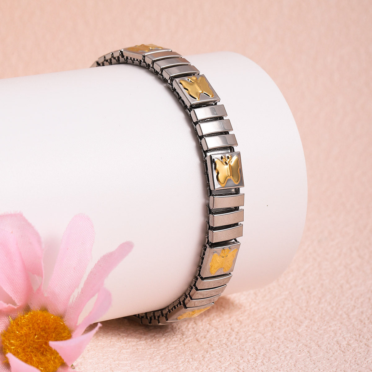 Two-Tone Fashionable Elastic Stretch Bracelet JLTB0754