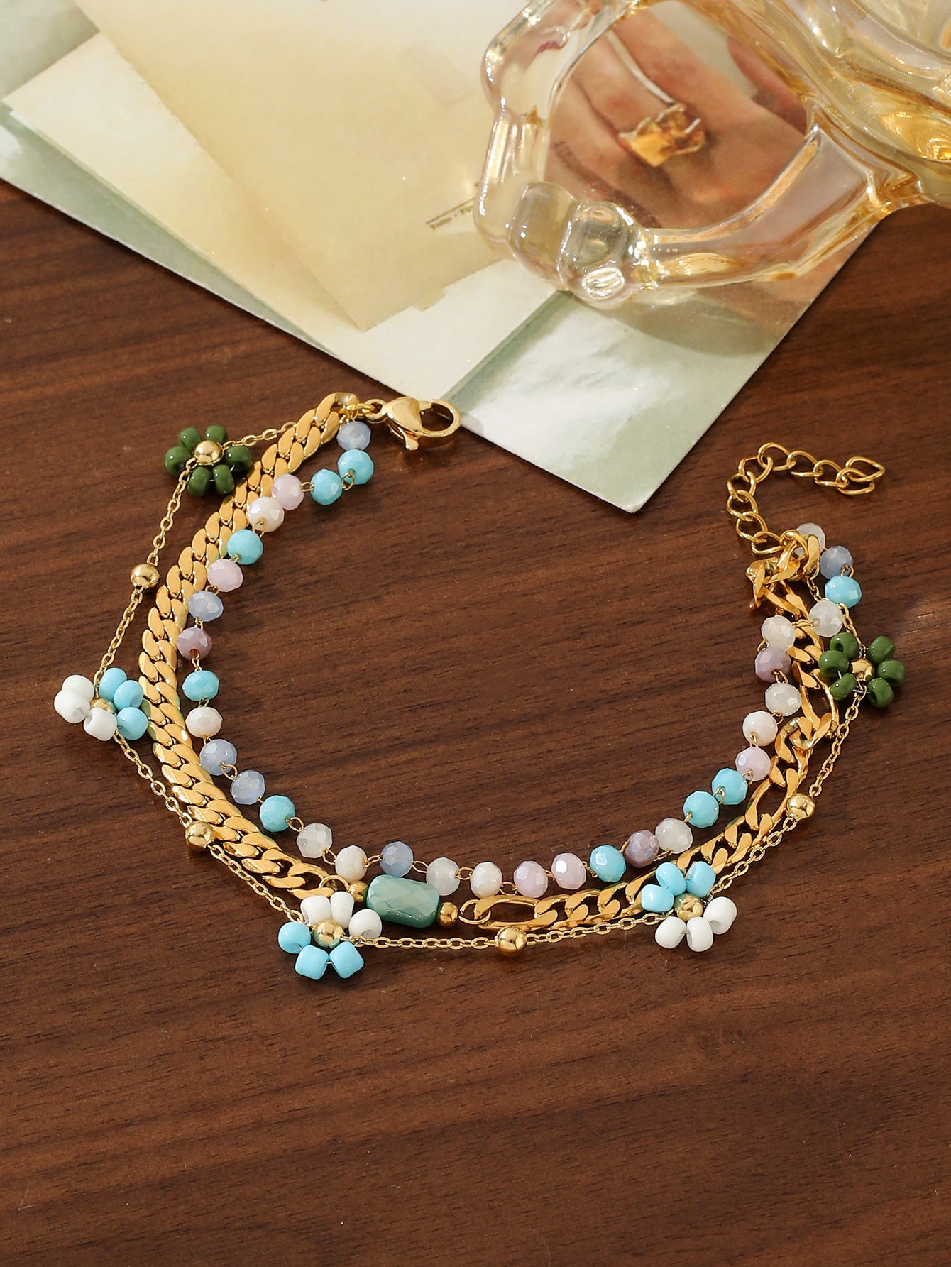 multi strand beaded flower bracelets JLTB0757