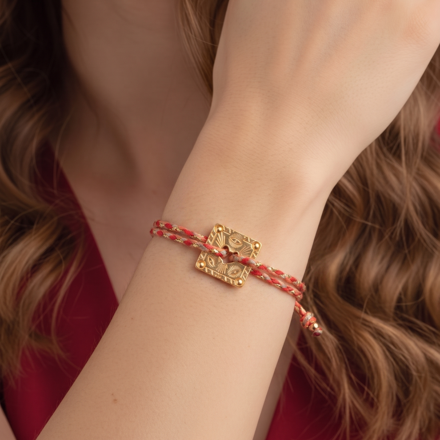 braided square shaped colored bracelet  JLTB0763
