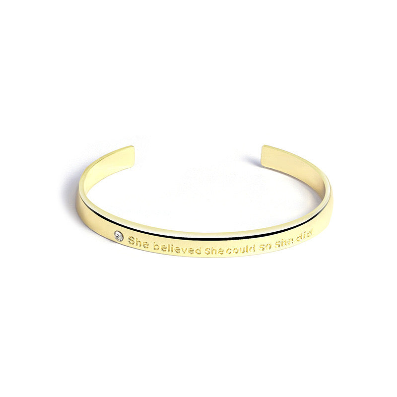 Engraved Trendy Power Within Open Cuff Bracelet JLTB0785