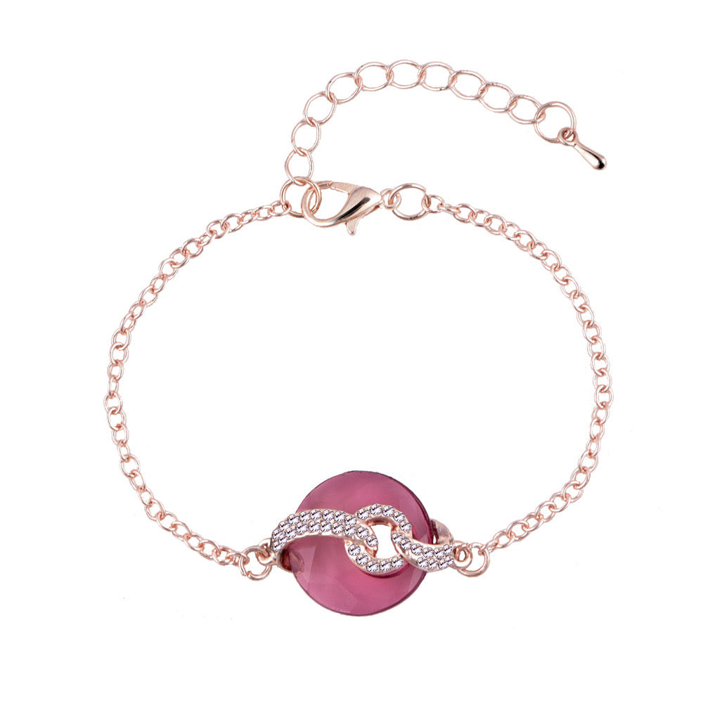 Lilac Whisper "Rose Gold Infinity Pink Crystal Bracelet" JLTB0791