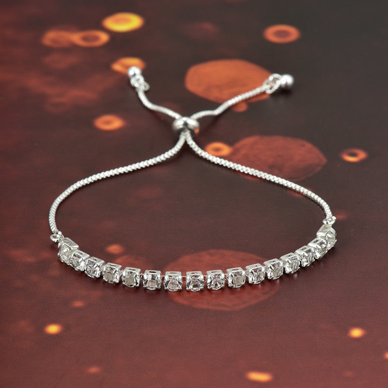 Just Lil Things Crystal Luxe Silver Slider Chain Bracelet JLTB0801
