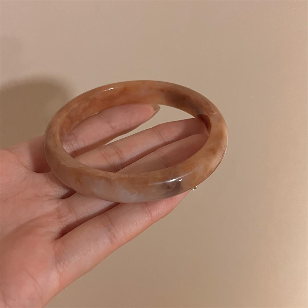 Marble Resin Amber Exaggerated Acrylic Bangle Bracelet JLTB0805