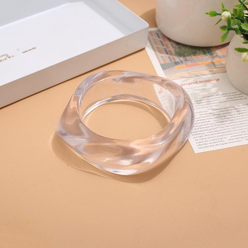 European and American style fashion macaron color gradient resin bracelet personality retro geometric round bracelet JLTB0828