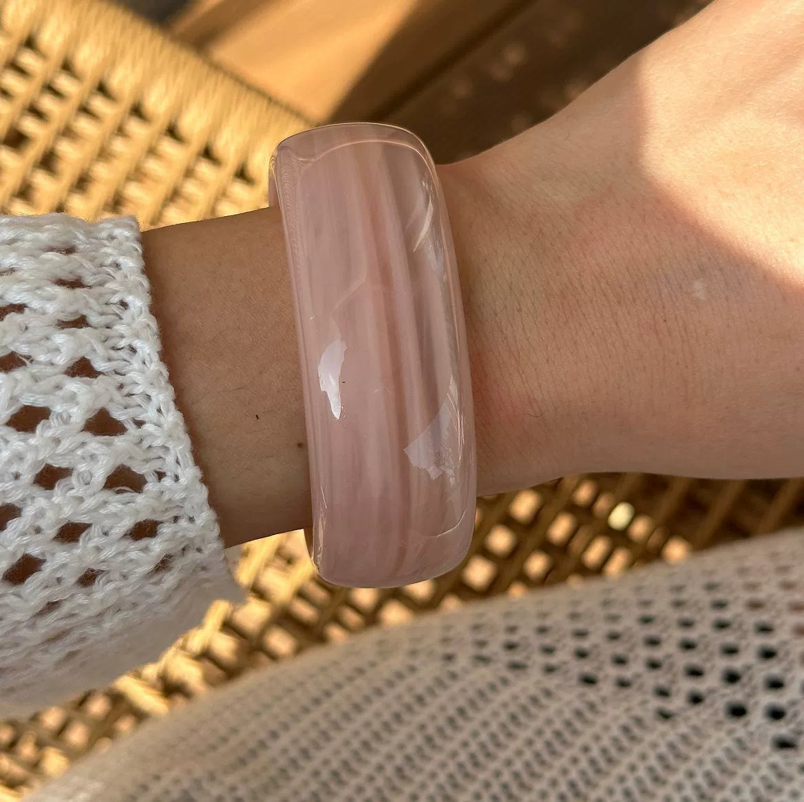 Just Lil Things Blush Pink Glossy Resin Bracelet JLTB0876