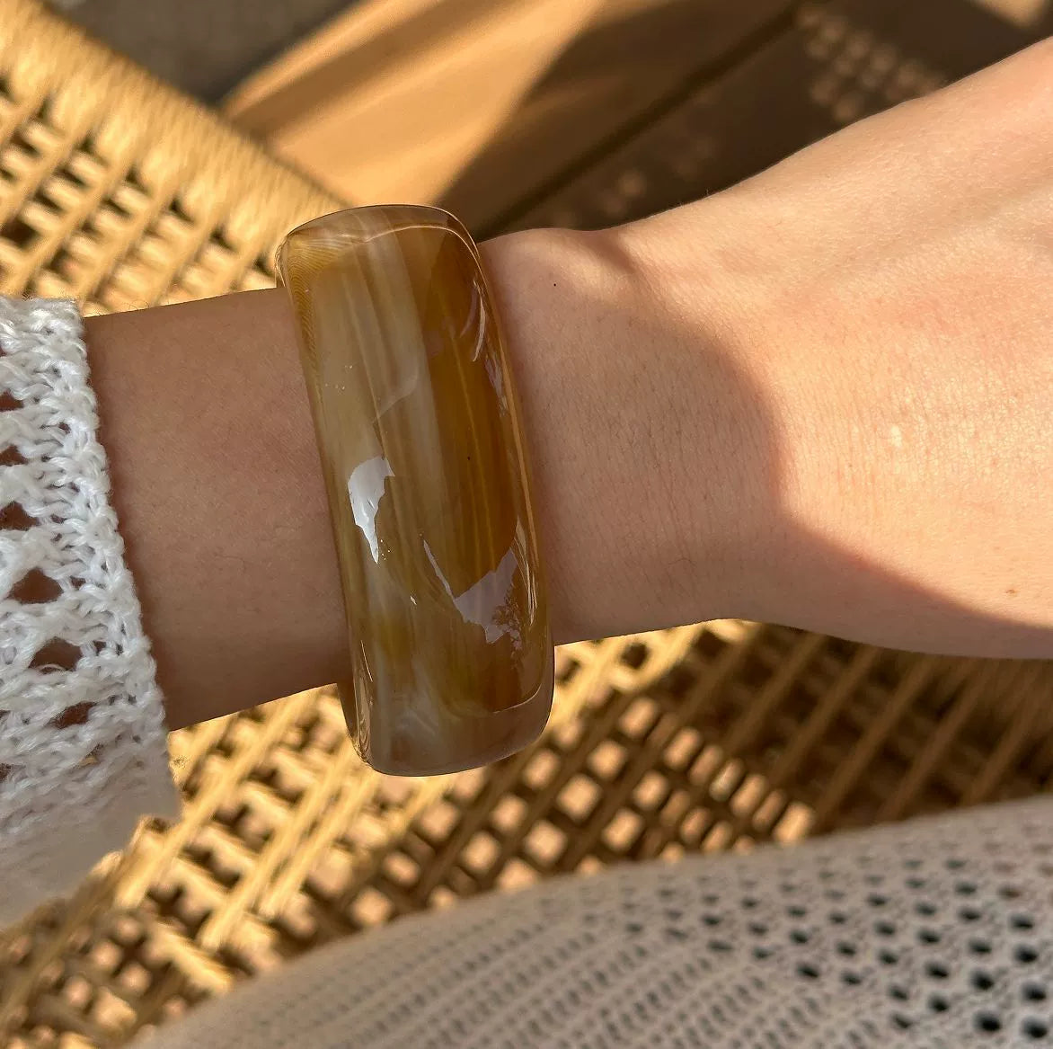 Just Lil Things Amber Brown Glossy Resin Bracelet JLTB0877