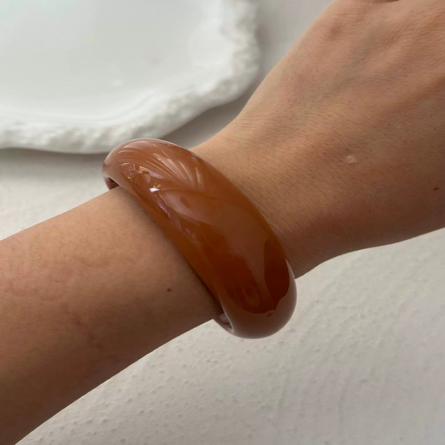 Just Lil Things Caramel Brown Glossy Resin Bracelet Design JLTB0884