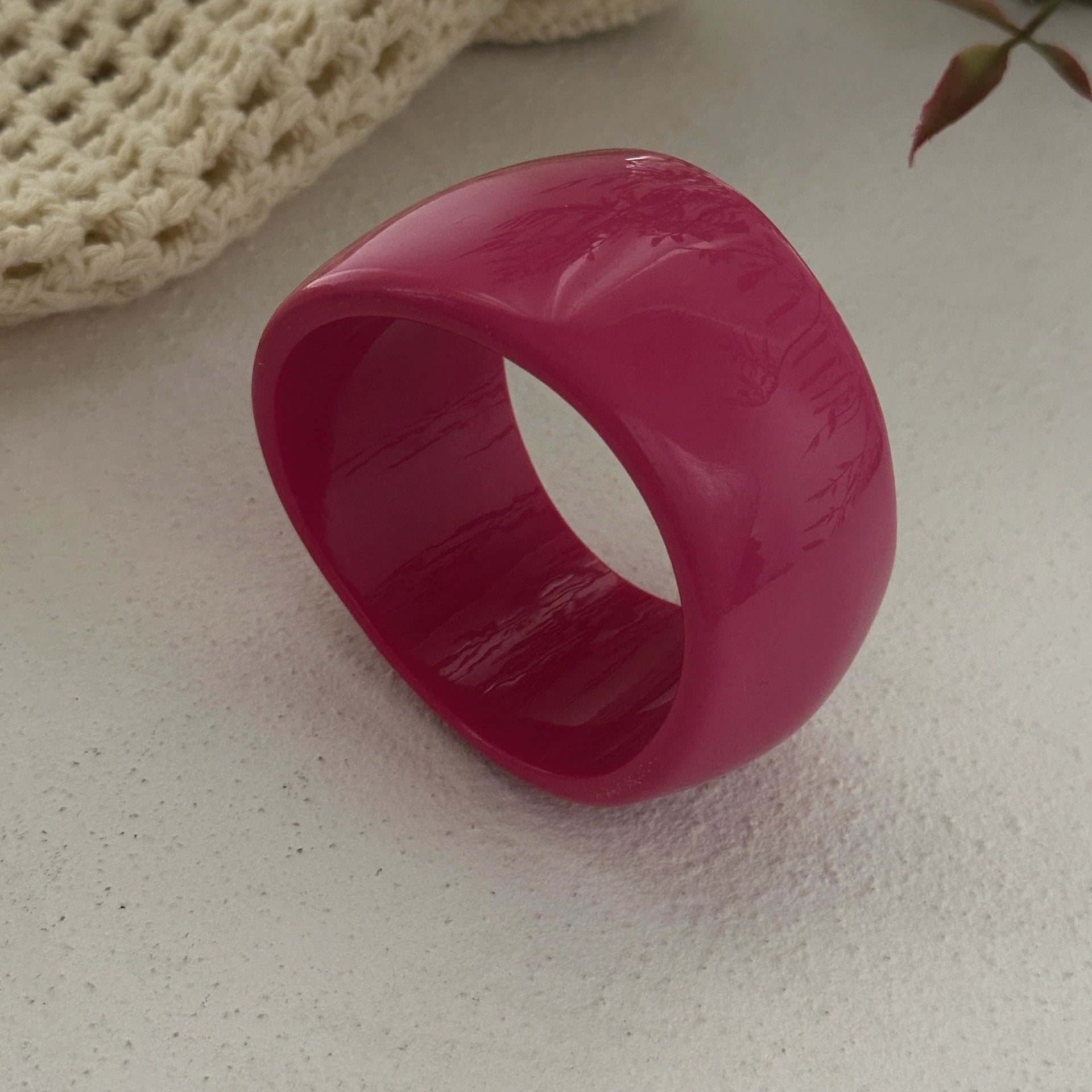 Just Lil Things Bold Fuchsia Resin Bangle – Wide Glossy Design JLTB0897