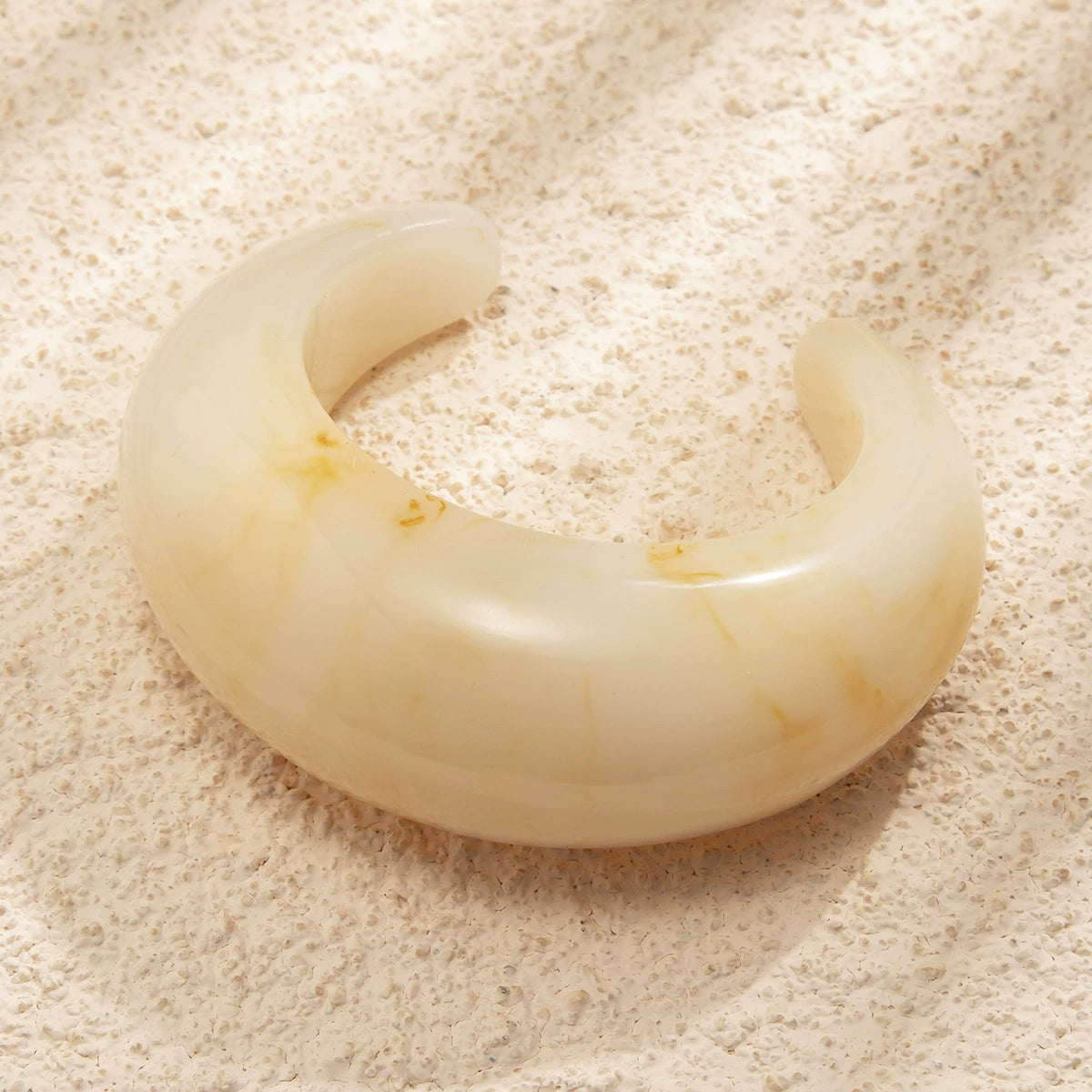 Just Lil Things Cream Marbled Resin Cuff – Bold Dome Design JLTB0899