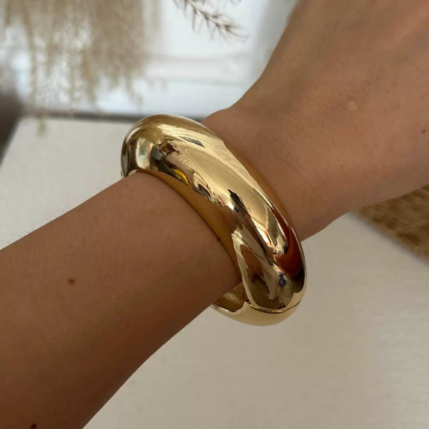 Just Lil Things  Polished Gold Chunky Cuff Bracelet Design JLTB0915