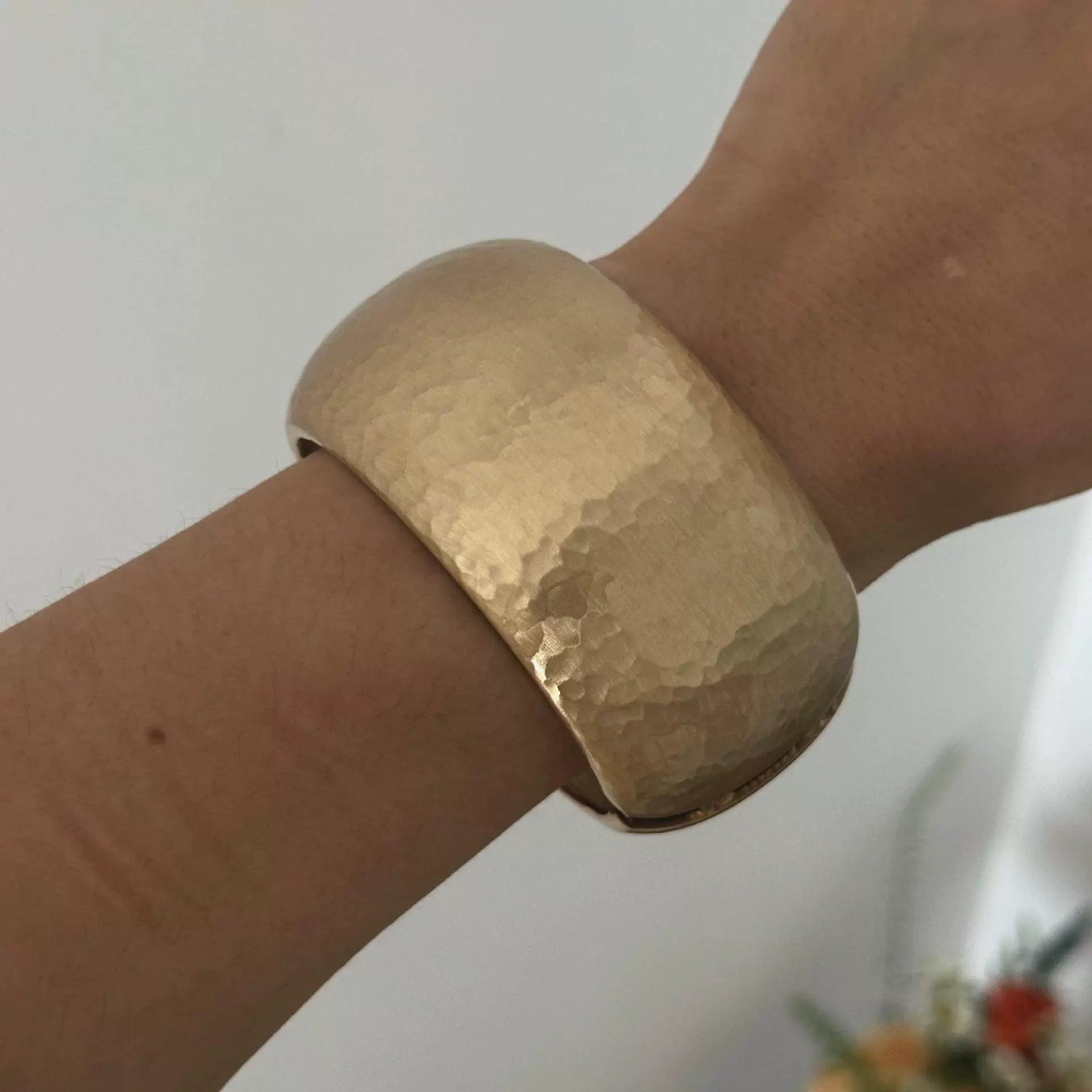 Just Lil Things Hammered Gold Wide Cuff Bracelet Design JLTB0917