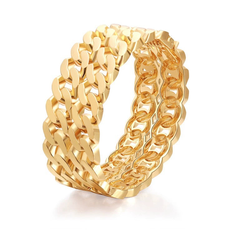 Bold Link Chain Bracelet – Wide Gold-Tone Statement Band JLTB0918